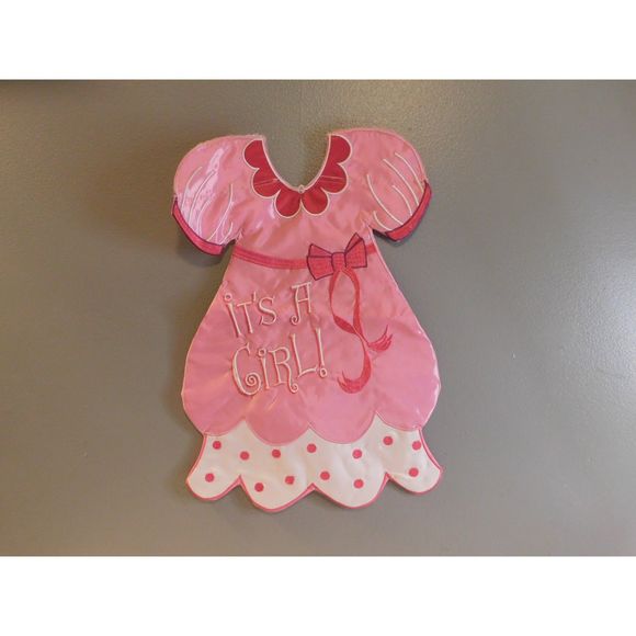 "It's A Girl" Pink Dress Small Yard Flag 12" X 18" - Picture 2 of 3